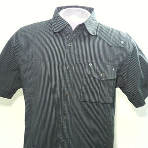 Black and white pinstripes with design on back.